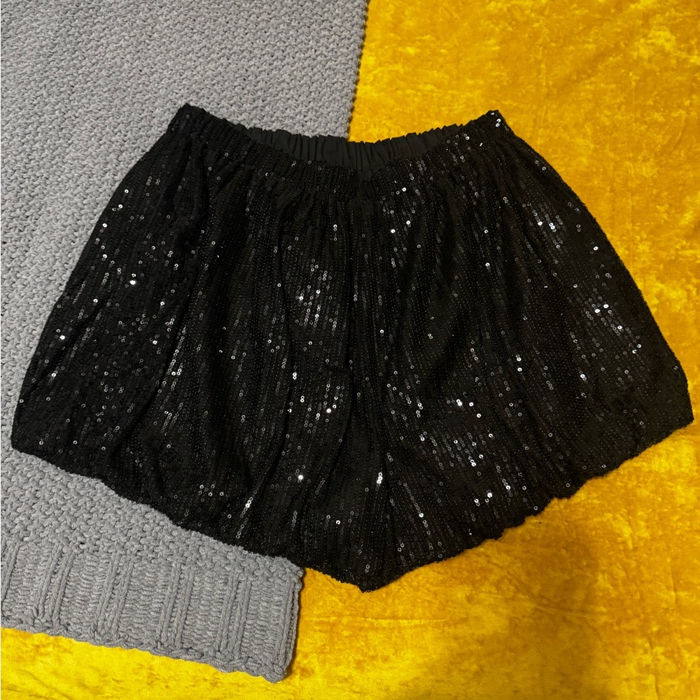 Endless Rose Black Sequin High Waist Shorts